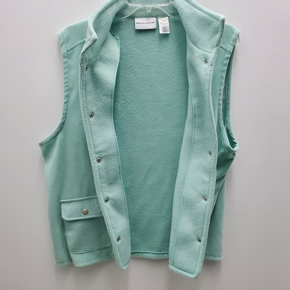 VTG Vest Rare Mint Green Pastel Shade Snap Down Sweatshirt w/ Pockets! Size 12 - Picture 11 of 13